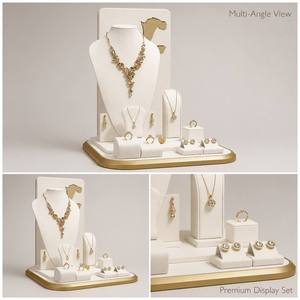 Présentoir à bijoux de luxe WEIMEI blanc et or avec buste pour colliers, boucles d'oreilles, bagues et bracelets – Ensemble de présentation de bijoux - Product Image 2