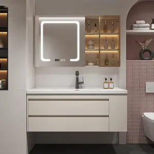 Wholesale Hotel Wall Mounted Vanity Plywood Cabinet Single Sink Bathroom Vanity With Cabinet Mirror