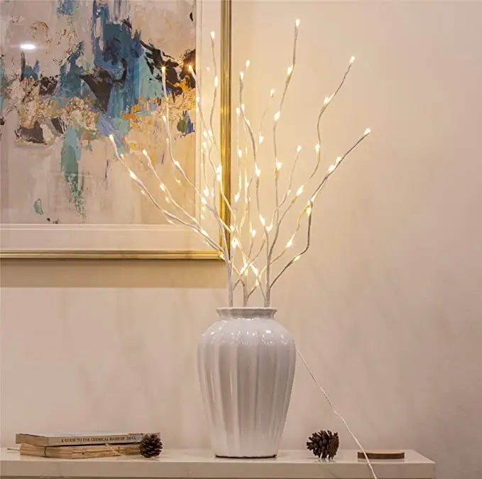 Witte Berk Takje Tak Lichten 30IN 60LT Plug In Verlichte Wilg Tak Voor Thuis Holiday Party Bruiloft Lente Decoratie Indoor