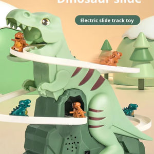Juego de Montaña Rusa con tobogán de aventura eléctrico para interiores, pista de carreras de dinosaurios para niños pequeños con música ligera, regalo de plástico para niños - Product Image 5