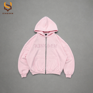 ผู้ผลิตเสื้อฮู้ดดี้ทรงบ็อกซี่แบบครอป ผ้าฝ้าย 100% แบบสั่งทำพิเศษ เสื้อฮู้ดดี้ปักลายขนาดใหญ่พิเศษ 420 GSM เสื้อฮู้ดดี้ผ้าเฟรนช์เทอร์รี่หนานุ่มแบบซิป - Product Image 2