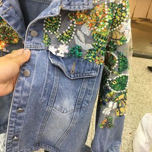 Spring and Autumn New Heavy Industry Diamond studded Nail Bead Colorful <strong>Glitter</strong> Loose Cowboy <strong>Jacket</strong> Ethnic Style <strong>Jacket</strong> - Product Image 5
