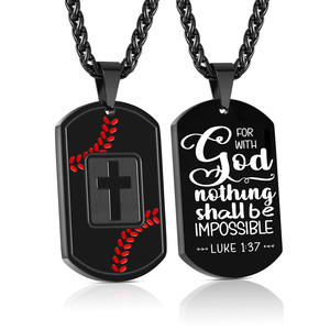2025 nouveaux hommes européens américains Sports Style Baseball croix en acier inoxydable pendentif collier pour hommes - Product Image 1