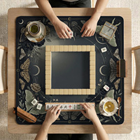 31.5 inç Koyu Akademi Ay ve Güve Mahjong Matı, Büyülü Çiçekli Göksel Tasarımlı Mahjong Masa Örtüsü (Poker ve Domino için)