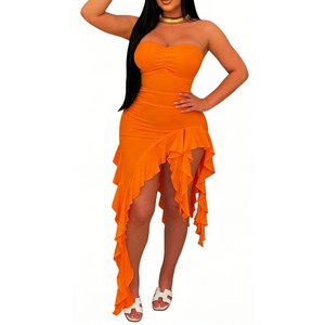 ชุดเดรสมินิแบบไม่มีสายรัดไหล่สำหรับผู้หญิง - ชุดเดรสปาร์ตี้เข้ารูปหลากสีแฟชั่น - Product Image 1