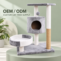 Arbre à chat compact avec poteau à gratter en sisal, condo en peluche et lit rond pour chats d'intérieur OEM ODM Vente en gros