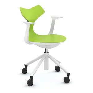 厂家直销双PP外壳y型人体工学办公椅，带旋转功能彩色可调头枕会议学校