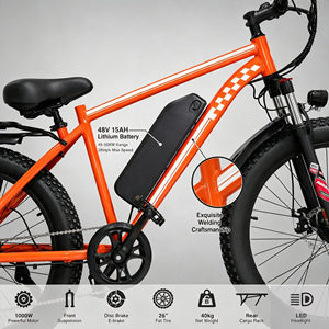 Vélo de montagne électrique 1000W à pneus larges 26 pouces 48V 7 vitesses pour la conduite en forêt et en extérieur EB26 – Moteur haute performance 1000W pour une puissance accrue - Product Image 3