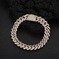 Bracelet chaîne Hip Hop Miami Cuban Link en CZ glacé avec fermoir boîte pour hommes, bijoux de mode, vente en gros