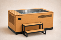 Baignoire de trempage à froid de luxe au design architectural moderne en bois naturel avec revêtement en acier inoxydable 304