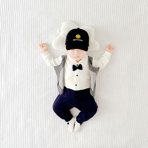 Combinaison de cérémonie <span class=keywords><strong>pour</strong></span> bébé garçon nouveau-né, 3 styles, en coton polaire, avec nœud papillon, <span class=keywords><strong>pour</strong></span> mariage et baptême - Product Image 4