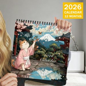 ปฏิทินติดผนังแบบสันห่วงปี 2027 กระดาษอาร์ต 300 แกรม พิมพ์ภาพตามสั่ง ลายแมว ปฏิทิน 12 เดือน สำหรับวางแผนรายปี เหมาะสำหรับเป็นของขวัญส่วนตัว - Product Image 4