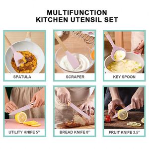 Ensemble d'ustensiles de cuisine multifonctionnels en silicone Kaimi Ali Baba Express pour achats en ligne, 19 pièces, avec manche en bois - Product Image 4