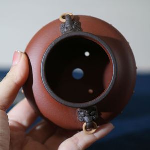 Maceta de Bonsái de Arcilla Morada Hecha a Mano, Tamaño Miniatura, con Perilla de Animal, Estilo Sun Wei, Imitación Xu Hantang - Product Image 3