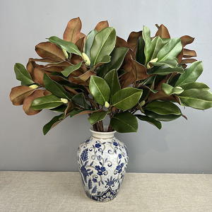 Vente <span class=keywords><strong>en</strong></span> gros de feuilles artificielles de magnolia à deux fourchettes pour mariage, <span class=keywords><strong>jardin</strong></span>, hôtel, décoration de la maison, composition florale - Product Image 1