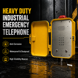 <span class=keywords><strong>Interphone</strong></span> mural d'urgence pour usine chimique avec balise d'avertissement, <span class=keywords><strong>téléphone</strong></span> antidéflagrant et étanche en alliage d'aluminium - Product Image 1