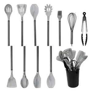 marble kitchen tools cookware wares accessories stainless steel silicone appliances and cooking utensils set with holder