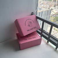 Boîte d'expédition en carton ondulé recyclable rose avec logo, taille personnalisée, MOQ 100
