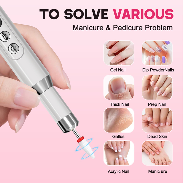 Professional Electric Nail Drill Machine USB Brushless Motor Portable Adjustable Speeds 15000RPM Smart Home Automatic Nail