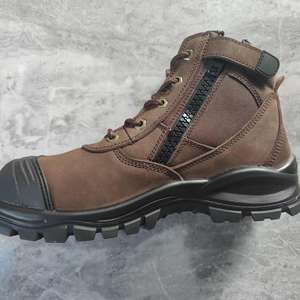 Anti-penetración Cómodo <span class=keywords><strong>Crazy</strong></span> Side Have Zip <span class=keywords><strong>Miner</strong></span> Australia Hombres Marrón Zapatos DE TRABAJO DE SEGURIDAD Botas - Product Image 3
