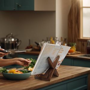 Wooden Recipe Rack 8.6 Inch Desktop Book <b>Stand</b> For Kitchen Cooking Books And <b>Tablets</b> - Product Image 3