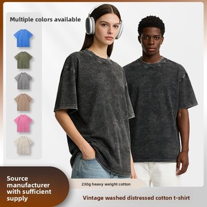 Camiseta de Algodón para Hombre, Corte Holgado, Manga Corta, Estilo Vintage, Acabado Desgastado, Transpirable, para Verano, Estilo Urbano - Product Image 3