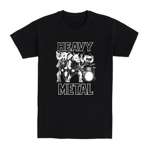 T-shirt nera Heavy Animetal con grafica a tema band, design unisex, taglia adulto - Product Image 2