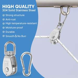 Paslanmaz çelik 316/304 tek kasnak blok tel halat çekme tekerlek bahar yaylı kancalar ile tekne aksesuarları için - Product Image 4