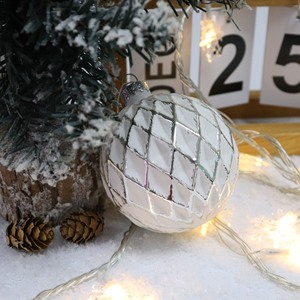 Personalizzato rotondo 8cm bianco appeso ornamenti di natale palla di vetro per la decorazione dell'albero di Natale - Product Image 3