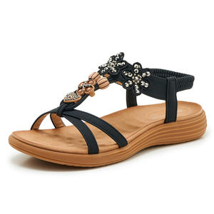 Sandalias Planas Cerradas y Sexys para Mujer, con Decoración de Flores de Pedrería, Correa Elástica en la Parte Trasera, Zapatos de Playa, Sandalias Casuales de Verano - Product Image 3