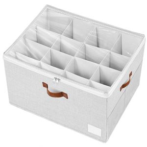 Boîte de rangement pour chaussures en tissu Oxford réglable avec couvercle transparent empilable - Product Image 3
