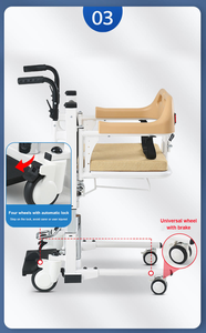 Fauteuil élévateur hydraulique manuel étanche en acier <span class=keywords><strong>avec</strong></span> <span class=keywords><strong>accoudoirs</strong></span>, qualité hospitalière Classe II, pour transfert en salle de bain des personnes handicapées - <span class=keywords><strong>BZ</strong></span>-L14 - Product Image 3