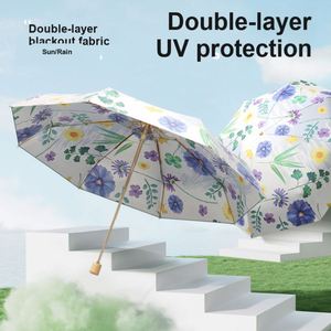 ร่มกันแดดสองชั้นสีดำเคลือบกาว UPF50 ป้องกันรังสียูวี ลดความร้อน 55 องศาเซลเซียส ถึง 40 องศาเซลเซียส โครงอะลูมิเนียมอัลลอยด์กันลม สำหรับผู้หญิงเดินทาง - Product Image 2