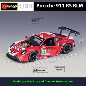 Bburago Po-rscher911 giocattoli in lega RSR per <span class=keywords><strong>auto</strong></span> modello di simulazione di metallo <span class=keywords><strong>auto</strong></span> giocattoli pressofuso per <span class=keywords><strong>auto</strong></span> per bambini adulti collezione - Product Image 2