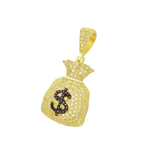 Bijoux Hip Hop de haute qualité plaqué <span class=keywords><strong>or</strong></span> blanc 14 carats VVS Moissanite sac d'argent dollar pendentif en argent sterling 925 pour hommes - Product Image 3
