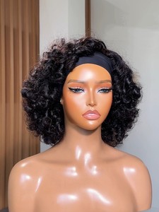 Perruque Bandeau <span class=keywords><strong>Cheveux</strong></span> Humains Brésiliens SDD Pleine Densité Ondulée Bouclée Non-Lace pour Femmes Noires - Product Image 5