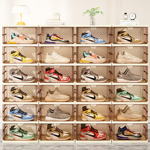 Thiết Kế Mới Tùy Chỉnh Chống Bụi Bìa Công Suất Lớn Thuận Tiện Rõ Ràng Nhựa Lưu Trữ Hộp Container Gấp Hộp Giày - Product Image 5