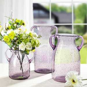 <span class=keywords><strong>Vase</strong></span> à fleurs cylindrique en verre de grande taille moderne, personnalisé, de couleur <span class=keywords><strong>bleu</strong></span> violet, avec poignée, en gros - Product Image 3