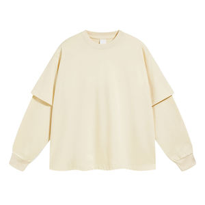 Custom Round Neck Double Layered Longsleeve t Shirt Crop Top Tee Oversized Double Layer <b>Long</b> <b>Sleeve</b> <b>Tshirt</b> <b>Men</b> Design Cropped - Product Image 1