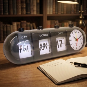 Réveil créatif à quartz, <span class=keywords><strong>calendrier</strong></span> électronique à affichage rotatif, décoration d'intérieur, horloge à affichage rotatif vintage rétro <span class=keywords><strong>pour</strong></span> personnes âgées - Product Image 1