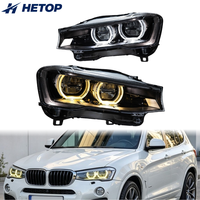 Phares HETOP F25 2014-2017 Angel Eyes bicolores style Ikon, feux avant améliorés LED X3 jaune et blanc, Plug and Play pour BMW