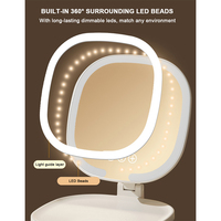 Miroir de maquillage LED rechargeable personnalisable pour voyage, éclairage 3 couleurs, réglage multi-angles, miroir cosmétique pliable de table