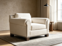 Canapé Sageliving de style français moderne avec accoudoirs roulés, coussin capitonné et pieds cannelés pour salon de luxe