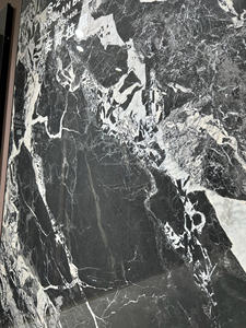 Dalles en pierre frittée noire de gros format 1200x2400mm, aspect marbre, carrelage en porcelaine, plan de travail en pierre frittée noire - Product Image 6