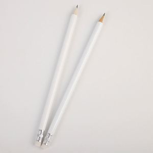 Crayons en bois graphite personnalisés en vrac avec logo imprimé, blancs et vierges, avec gomme, papeterie promotionnelle Jw1146 - Product Image 2