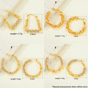 Boucles d'oreilles créoles de mariée de Dubaï plaquées or 21 carats, hypoallergéniques, exquises, géométriques, pour femmes - Product Image 5