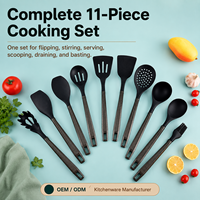 Nouvel ensemble d'ustensiles de cuisine en silicone YMS, 11 pièces, antiadhésif, cuillère et spatule, antidérapant, anti-brûlure, haute qualité