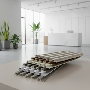 Panneau mural WPC à grille cannelée, revêtement intérieur et <span class=keywords><strong>ext</strong></span>érieur, lambris en PVC avec composite bois-plastique, décoration de fond de télévision - Product Image 6