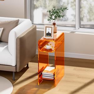 Clear Acrylic <strong>Side</strong> <strong>Table</strong>, Narrow Nightstand Bedside <strong>Table</strong> for Bedroom, <strong>Skinny</strong> Small End <strong>Table</strong> - Product Image 5