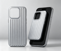 Étui de téléphone de luxe en argent, design valise, antichoc, protection intégrale de l'objectif, prise en main fine pour iPhone